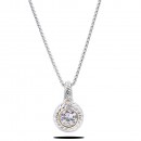 16&quot; Two-Tone Plated Toapz CZ Pendant Necklace