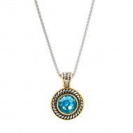 Two-Tones Plated Necklaces with Aqua CZ