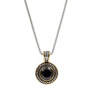 2 Tone Plated With Black CZ Necklaces