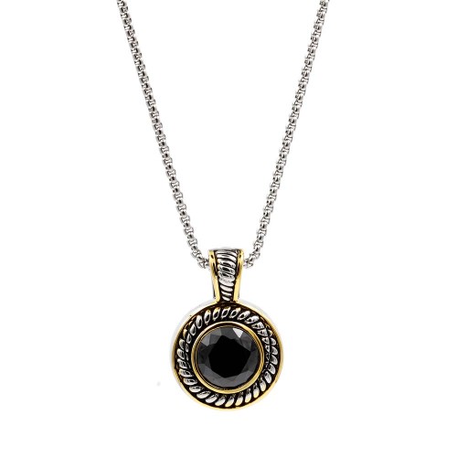2 Tone Plated With Black CZ Necklaces