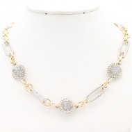 16"+2" Chain Necklace With Pave CZ . Two-Tone Color