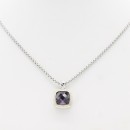 Two-Tone Necklace With Black CZ. 16"+2"