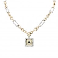 16" with 3" EXT Two-Tone Plated Toggle Necklace
