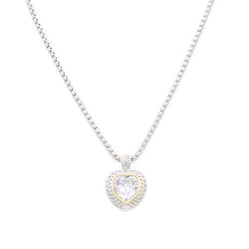 2 Tone Plated With Clear CZ Necklaces