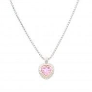 2 Tone Plated With Pink CZ Necklaces