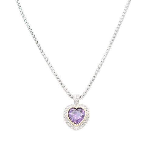 2 Tone Plated With Purple CZ Necklaces