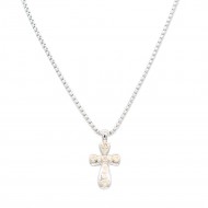 2 Tone Plated with CZ Cross Pendant