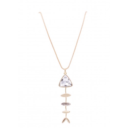 Gold Plated Fish Bone Pendant Necklace