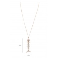 Gold Plated Fish Bone Pendant Necklace
