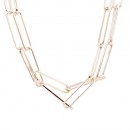 Rhodium Plated Double Layers Chain Necklace