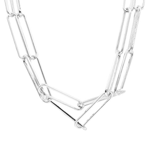 Rhodium Plated Double Layers Chain Necklace