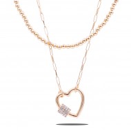 Gold Plated Double Layers Hart Necklace