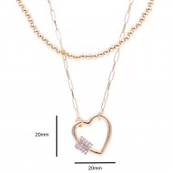 Gold Plated Double Layers Hart Necklace
