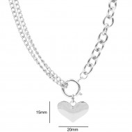 Rhodium Plated With Heart Necklace
