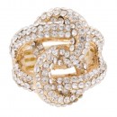 Hematie Crossed Hoops Crystal Fashion Stretch Ring
