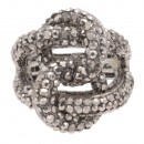 Hematie Crossed Hoops Crystal Fashion Stretch Ring