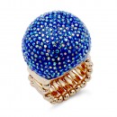 Gold Plated with Blue AB Crystal Snow Ball Stretch Ring