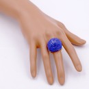 Gold Plated with Blue Crystal Snow Ball Stretch Ring