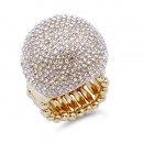 Rose Gold Plated with Peach Crystal Snow Ball Stretch Ring