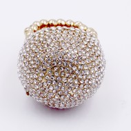 Gold Plated with Clear Crystal Snow Ball Stretch Ring