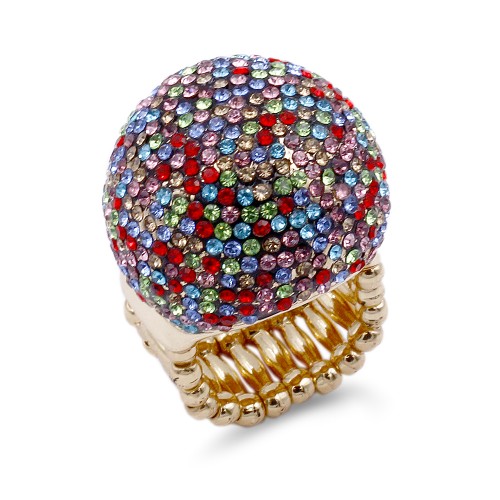 Gold Plated with Multi-Color Crystal Snow Ball Stretch Ring