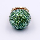 Gold Plated with Green AB Crystal Snow Ball Stretch Ring