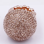 Rose Gold Plated with Peach Crystal Snow Ball Stretch Ring
