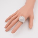 Rhodium Plated with Clear AB Crystal Snow Ball Stretch Ring