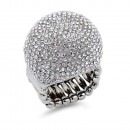 Rhodium Plated with Clear Crystal Snow Ball Stretch Ring