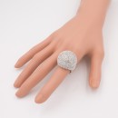 Rhodium Plated with Clear Crystal Snow Ball Stretch Ring