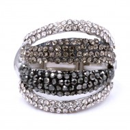 Rhodium Black Plated with Crystal Stretch Rings