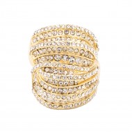 Gold Plated with Clear Crystal Stretch Rings