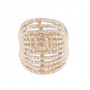 Gold Plated 11 Rows Stretch rings with Blue AB Crystal