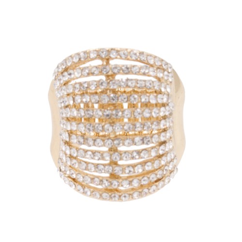 Gold Plated with 11 Line Crystal Stretch Riings