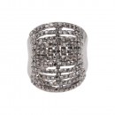 Rhodium Plated with 11 Line AB Crystal Stretch Rings