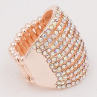 Rose Gold Plated With AB 11 Line Crystal Stretch Rings