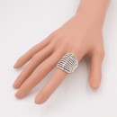 Rhodium Plated with 11 Line AB Crystal Stretch Rings