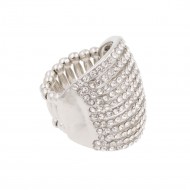 Rhodium Plated with 11 Line Crystal Stretch Rings