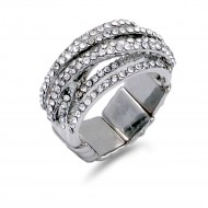 Rhodium Plated With Crystal Stretch Rings