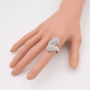 Rhodium Plated with Clear Rhinstone Stretch Rings