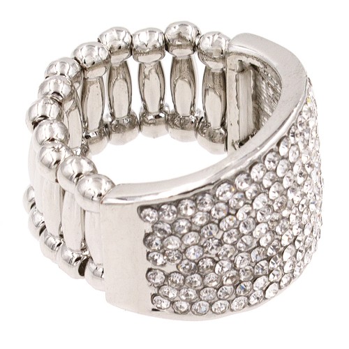 Rhodium Plated with Crystal Stretch Rings