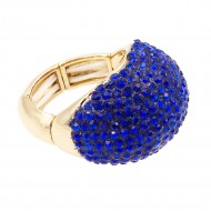 Gold Plated with Blue Crystal Stretch rings