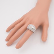 Rhodium Plated with AB Crystal Stretch Rings