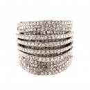 Rhodium Plated with Clear Crystal Stretch ring