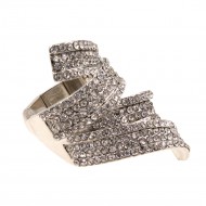 Rhodium Plated with Clear CZ Stretch Ring