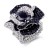 Rhodium-Plated-With-Black-Stone-Mix-Rose-Stretch-Ring-Black
