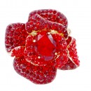 Gold Plated With Red CZ mix Strech Flower Rings
