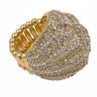 Gold Plated Paved with Micro Clear Crystal Stretch Ring