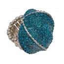 Rhodium Plated with Blue Crystal Stretch Ring