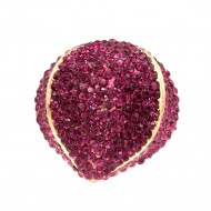 Gold Plated with Fuchsia Crystal Stretch Ring